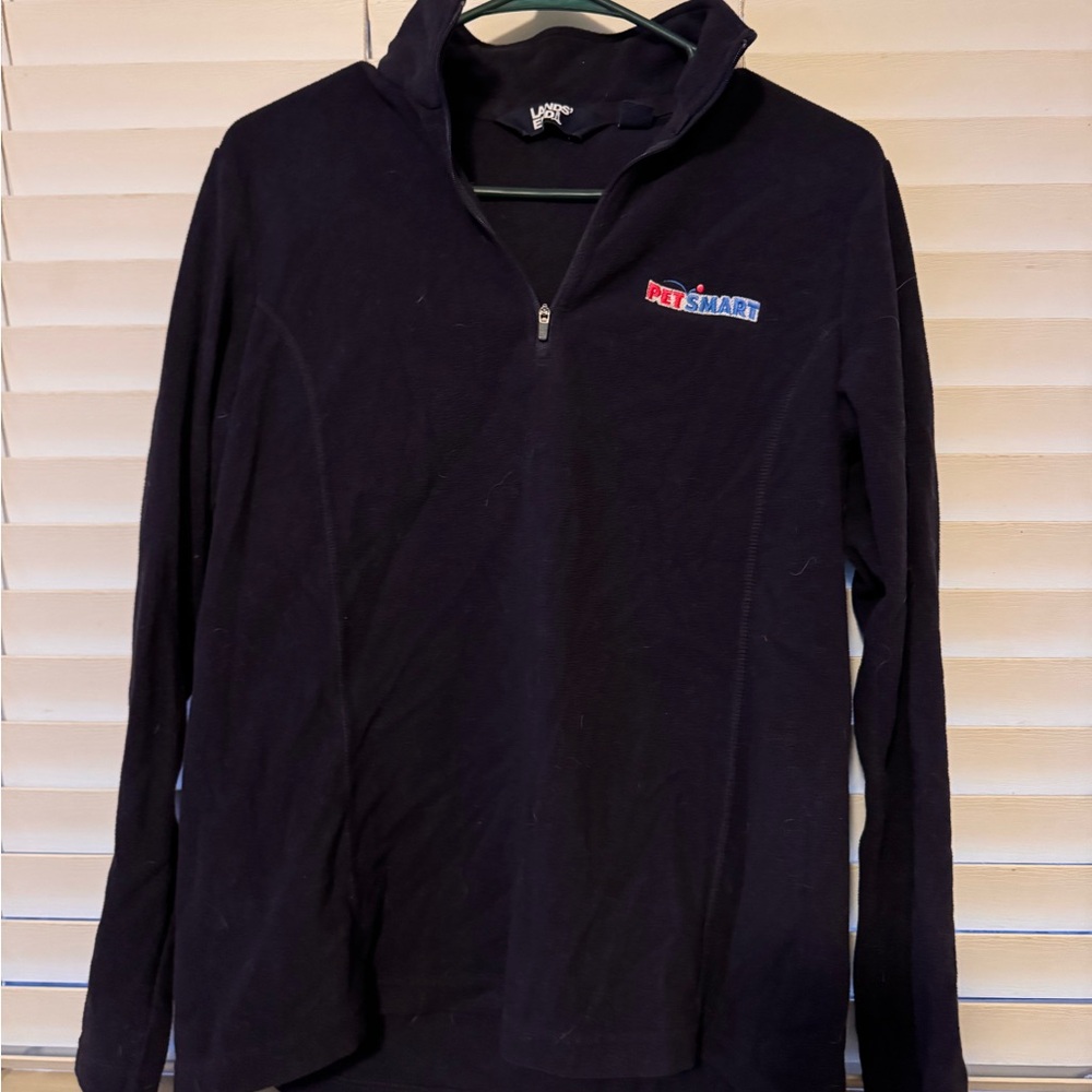 Lands' End Navy Blue PetSmart Quarter Zip Fleece